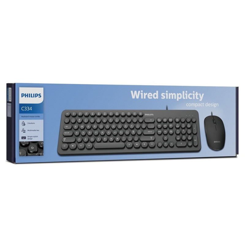 Teclado Philips C334 + Mouse Multimedia 1000DPI